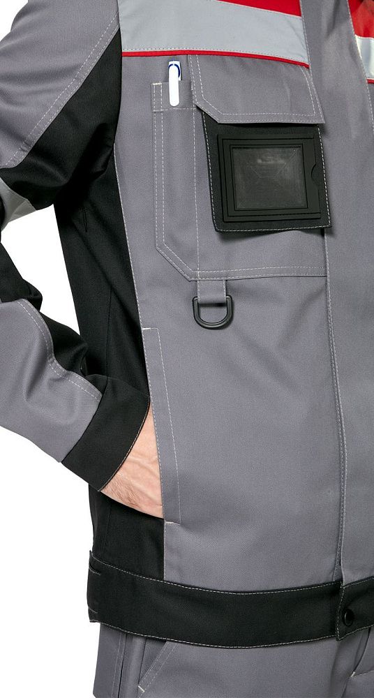 Куртка мужская рабочая летняя для ИТР Виват серо-черно-красная